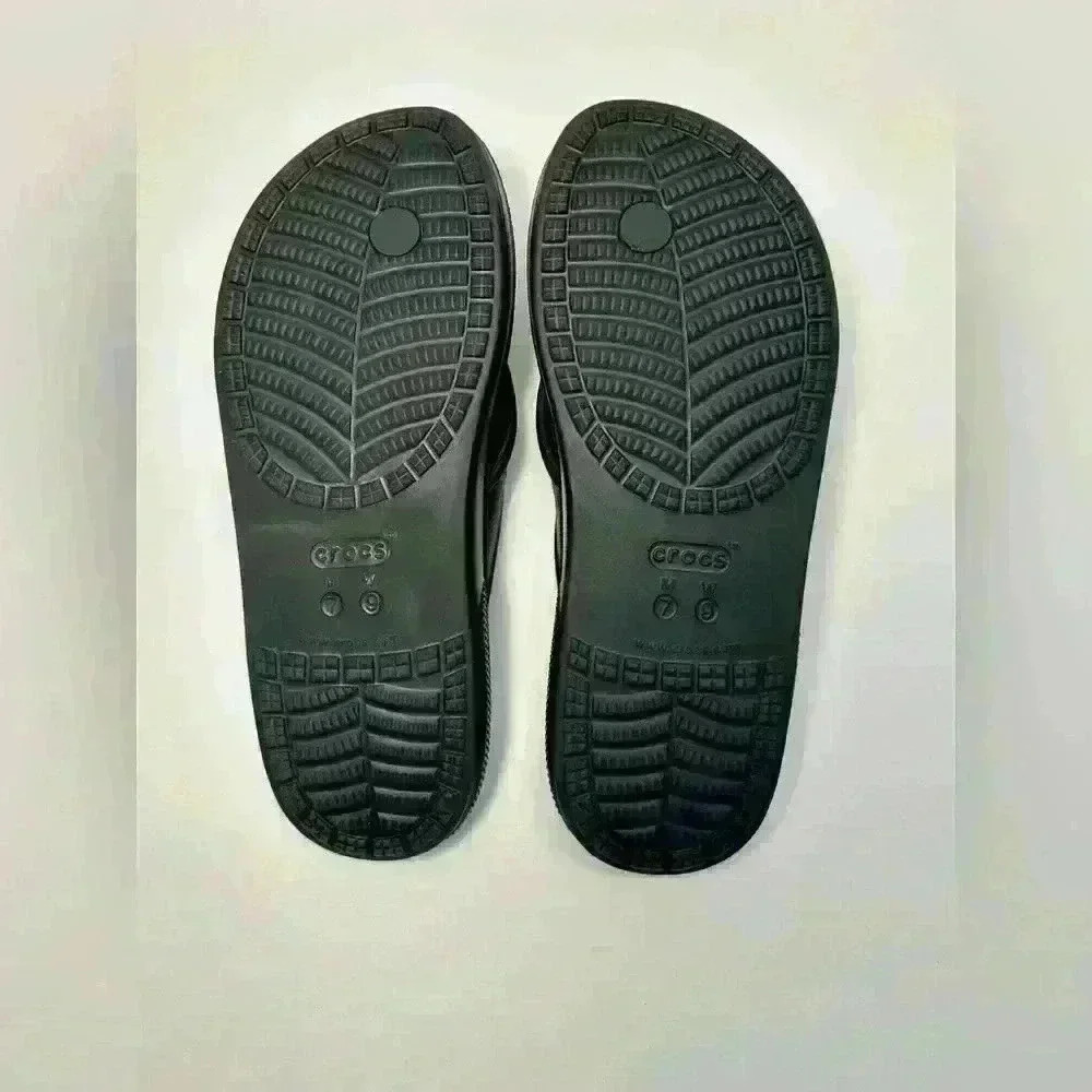 Crocs Unisex Comfort Flip Flop Sandals Black Slip On Men’s 7 Women’s 9 VGC - Picture 4 of 6
